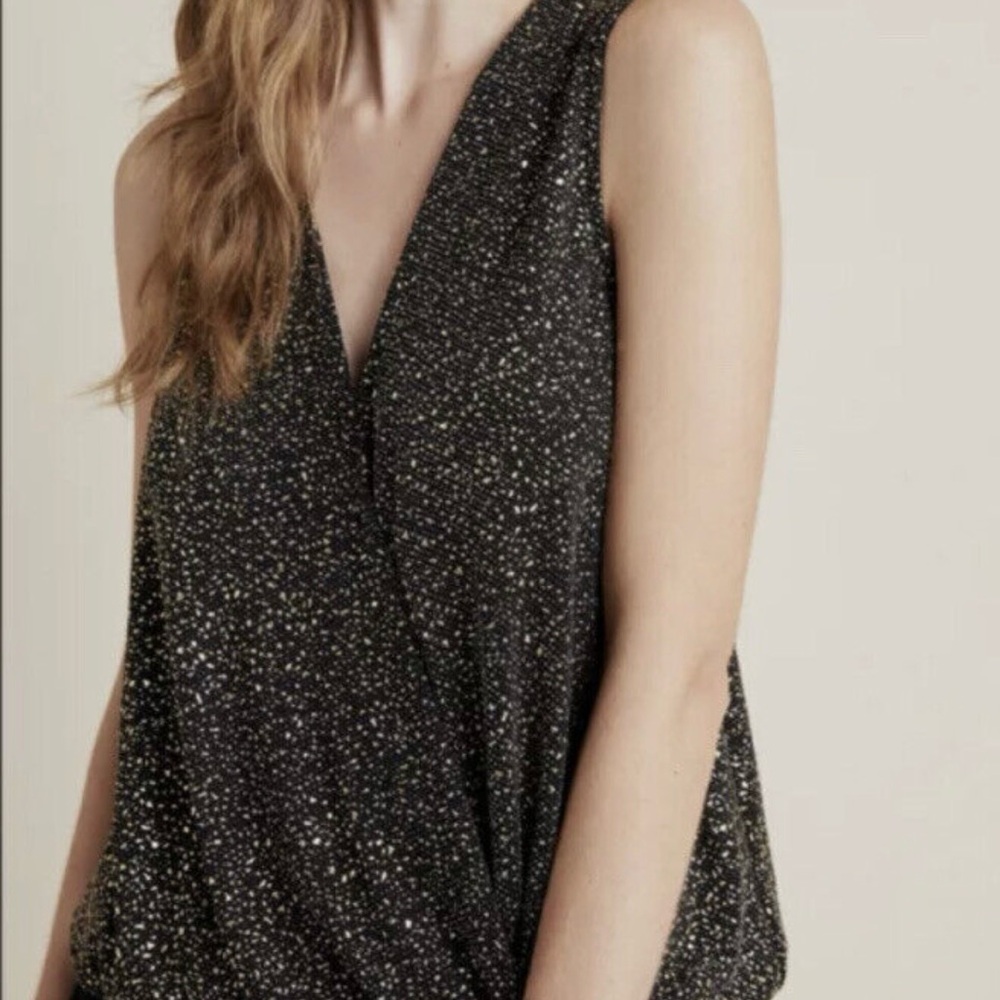 Anthropologie Black and Gold Party Top